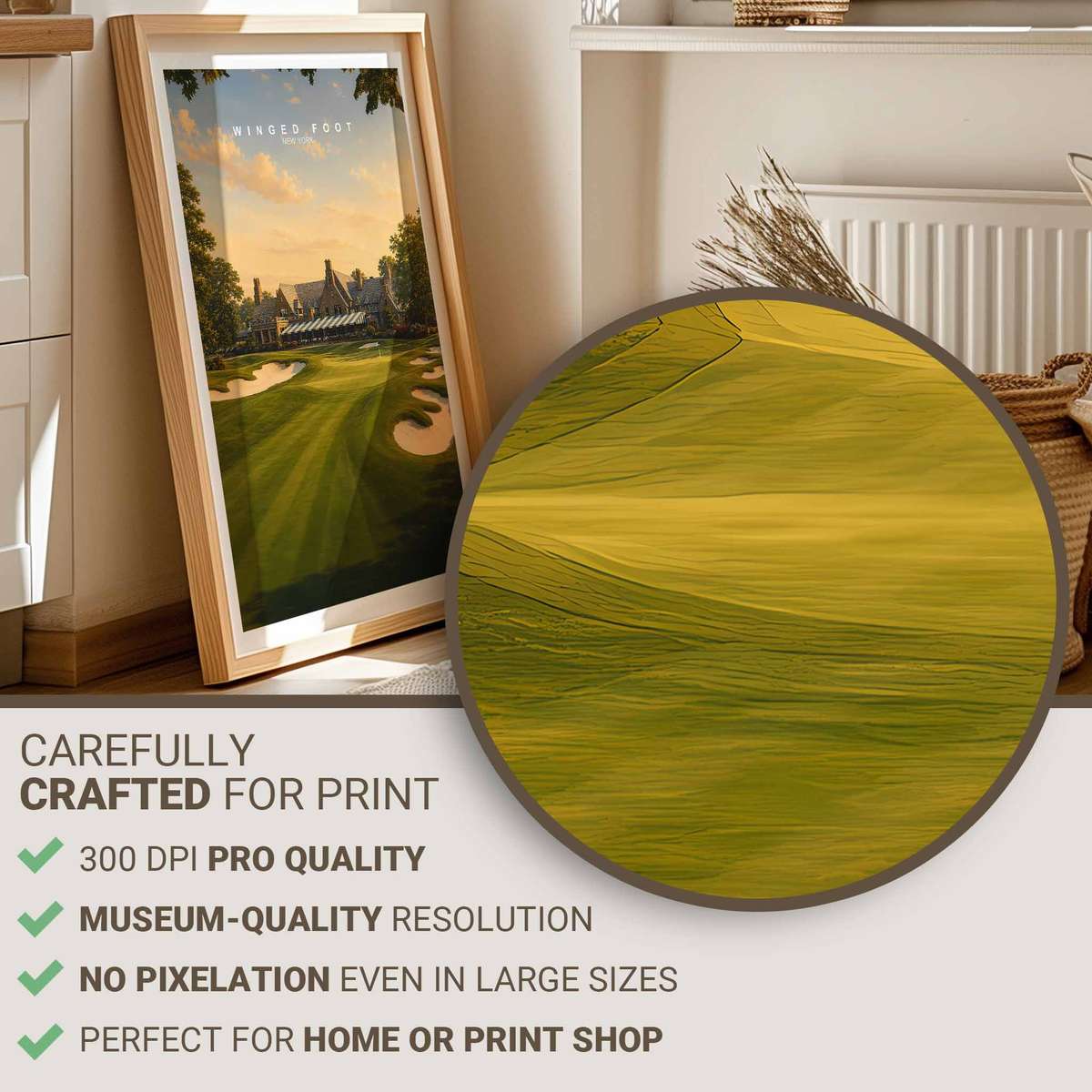 Silhouetted golfer framed by dense trees and strict architectural lines capturing visual gravity
