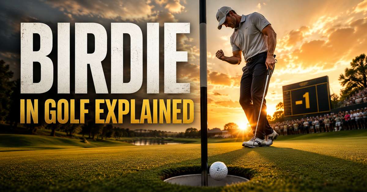 Golfer sinking a putt on the green after an approach shot, celebrating a birdie