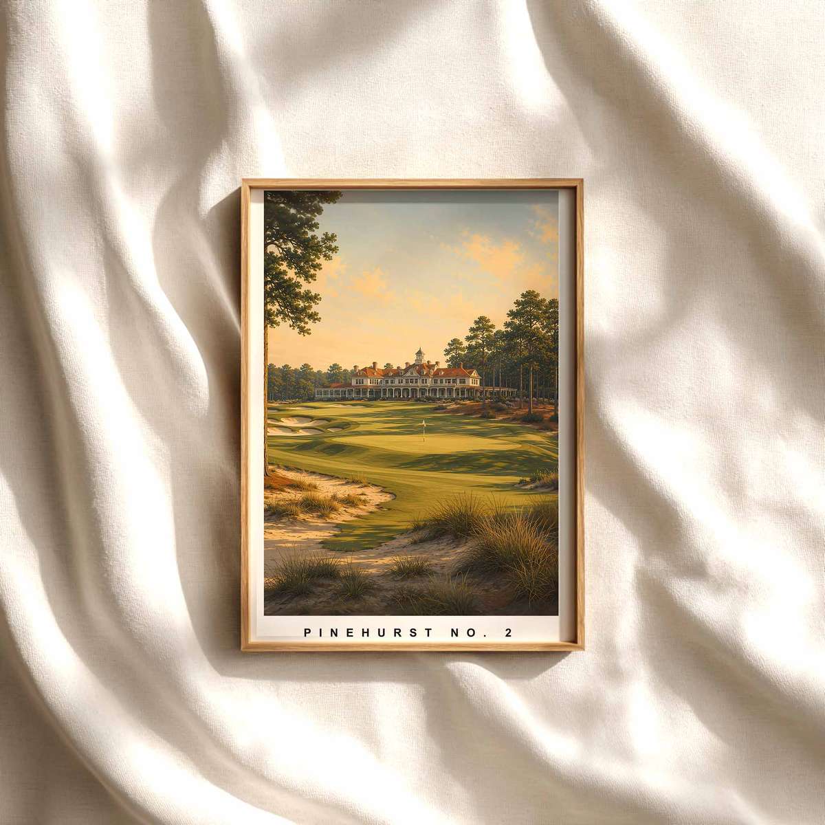 Pinehurst No. 2 Wide Sand Approach Poster golf poster displayed as framed wall art in a refined interior