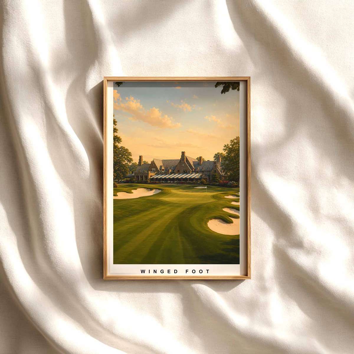 Winged Foot West — Golfer Silhouette with Arboreal Density golf poster displayed as framed wall art in a refined interior