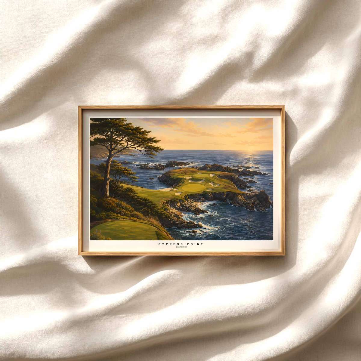 Sunningdale Old Flag Amid Heather golf poster displayed as framed wall art in a refined interior