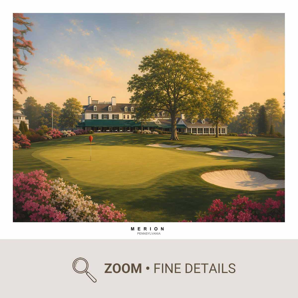 Small-scale golfer figure on Merion East fairway conveying quiet elegance and measured composition