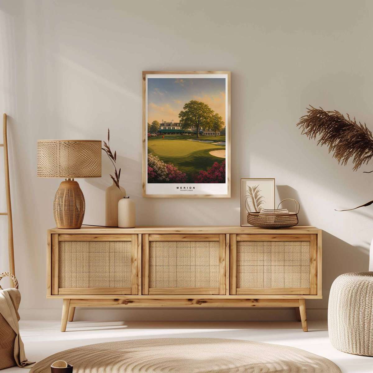 Merion East decorative print featuring green-side detail and understated visual balance for club members