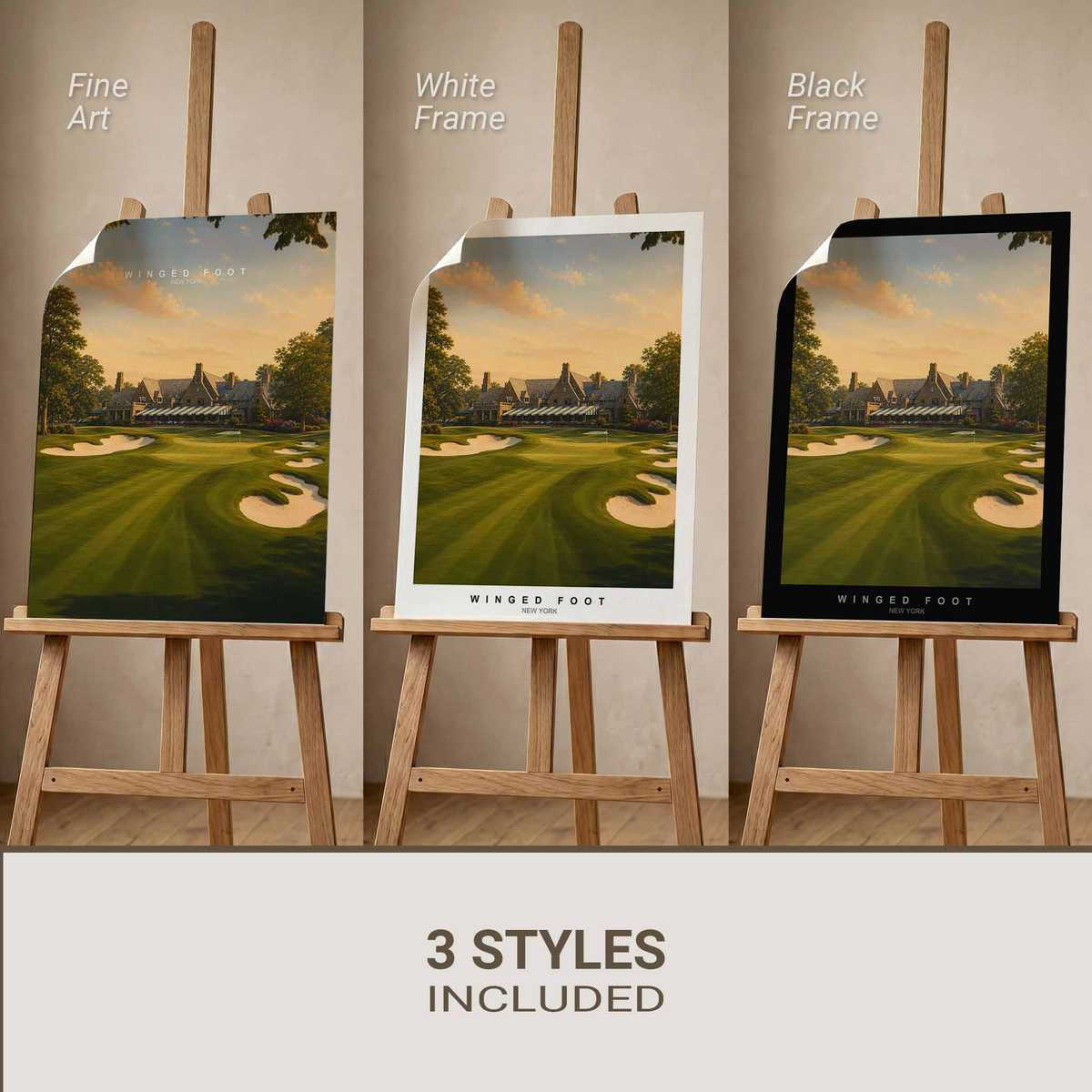 Silhouetted golfer framed by dense trees and strict architectural lines capturing visual gravity